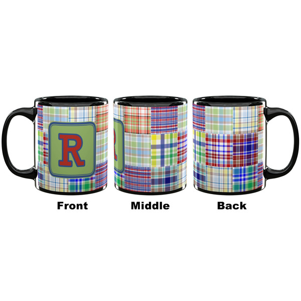 Blue Madras Plaid Print Coffee Mug - 11 oz - Black APPROVAL