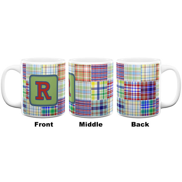 Blue Madras Plaid Print Coffee Mug - 11 oz - White APPROVAL