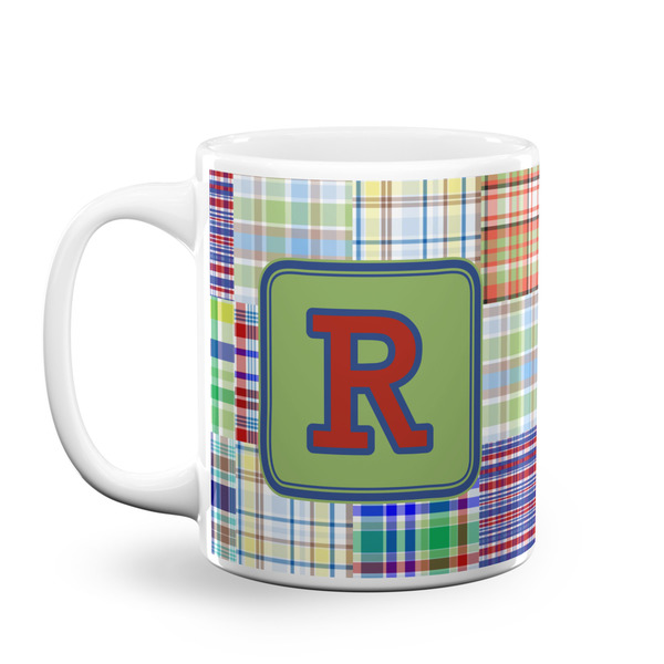 Custom Blue Madras Plaid Print Coffee Mug (Personalized)