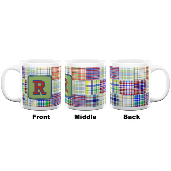 Blue Madras Plaid Print Coffee Mug - 20 oz - White APPROVAL