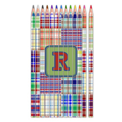 Blue Madras Plaid Print Colored Pencils (Personalized)