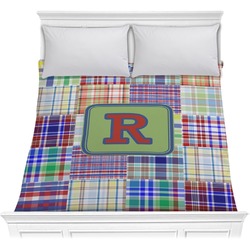 Blue Madras Plaid Print Comforter - Full / Queen (Personalized)