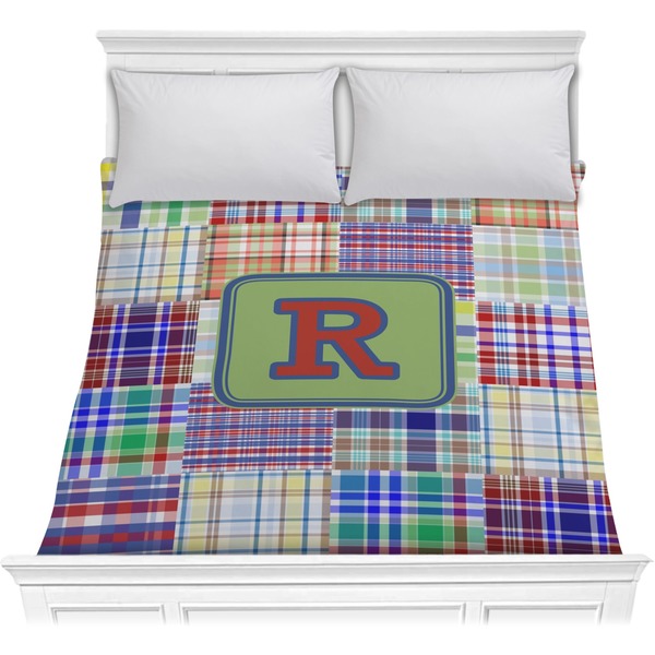 Custom Blue Madras Plaid Print Comforter - Full / Queen (Personalized)
