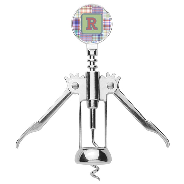 Blue Madras Plaid Print Corkscrew - Alt