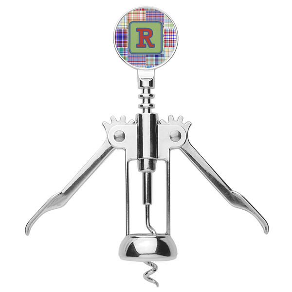 Blue Madras Plaid Print Corkscrew - Alt