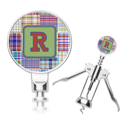 Blue Madras Plaid Print Corkscrew (Personalized)