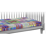 Blue Madras Plaid Print Crib Fitted Sheet w/ Initial