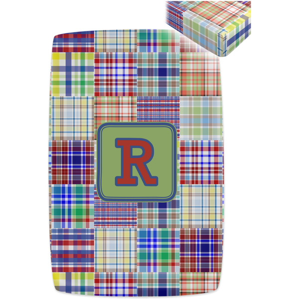 Blue Madras Plaid Print Crib Fitted Sheet - Apvl