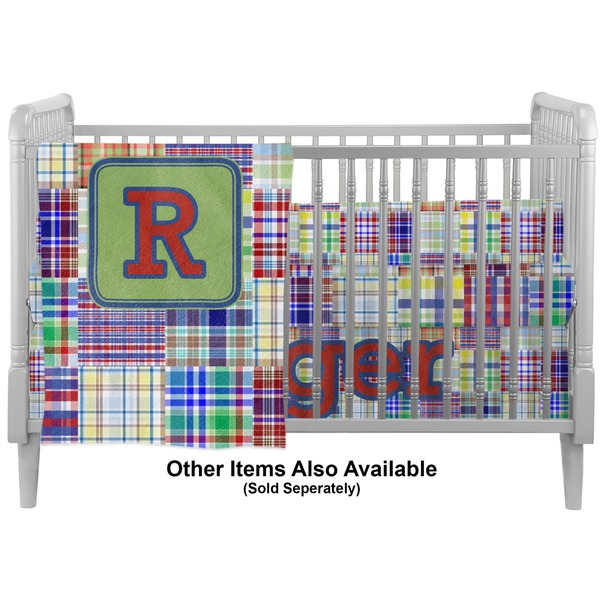 Blue Madras Plaid Print Crib - Profile Sold Seperately