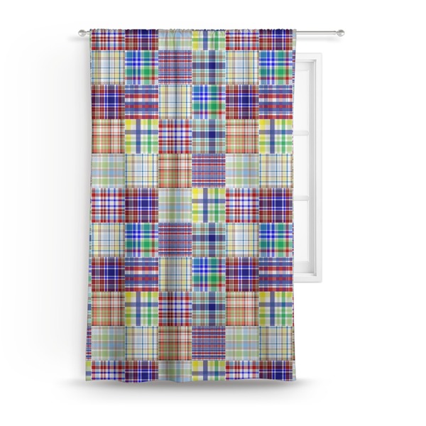 Custom Blue Madras Plaid Print Curtain - 50"x84" Panel