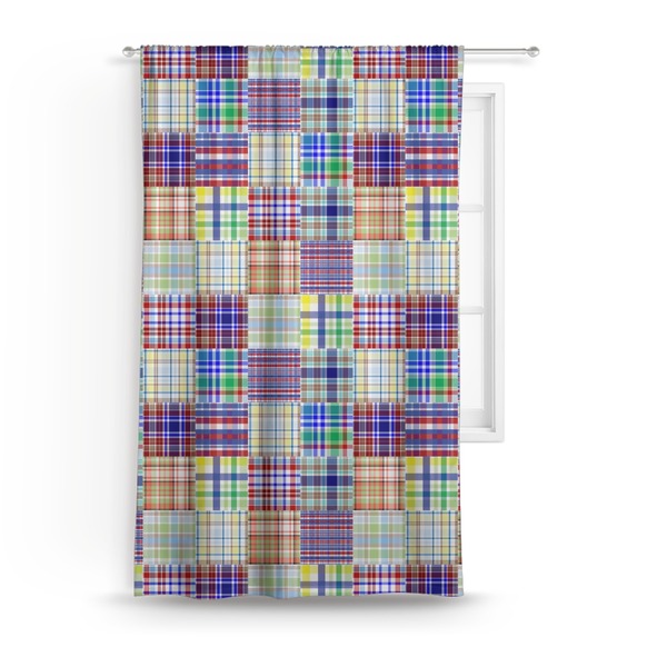 Custom Blue Madras Plaid Print Curtain