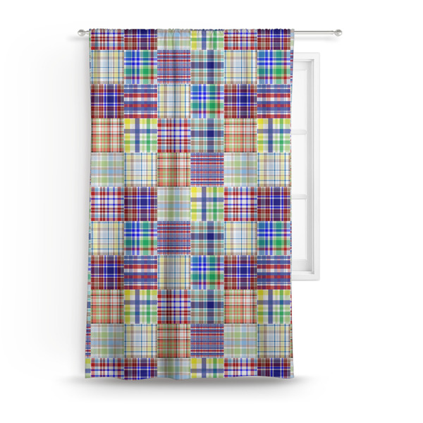 Custom Blue Madras Plaid Print Curtain Panel - Custom Size