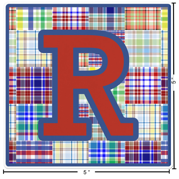 Blue Madras Plaid Print Custom Shape Iron On Patches - L - APPROVAL