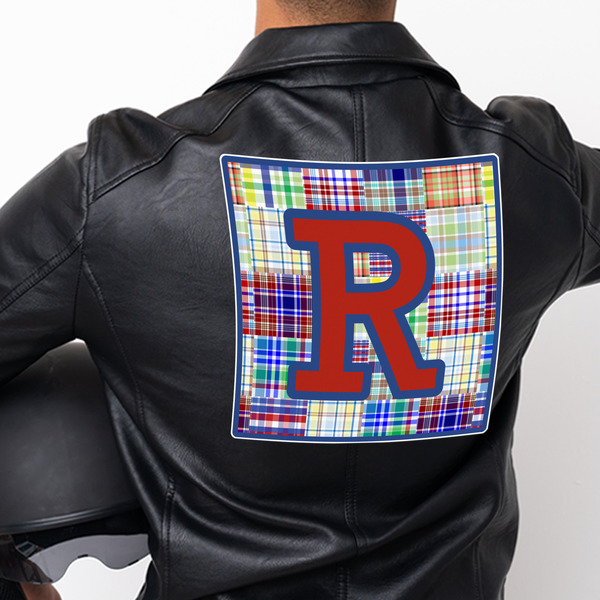 Blue Madras Plaid Print Custom Shape Iron On Patches - XXXL - APPROVAL