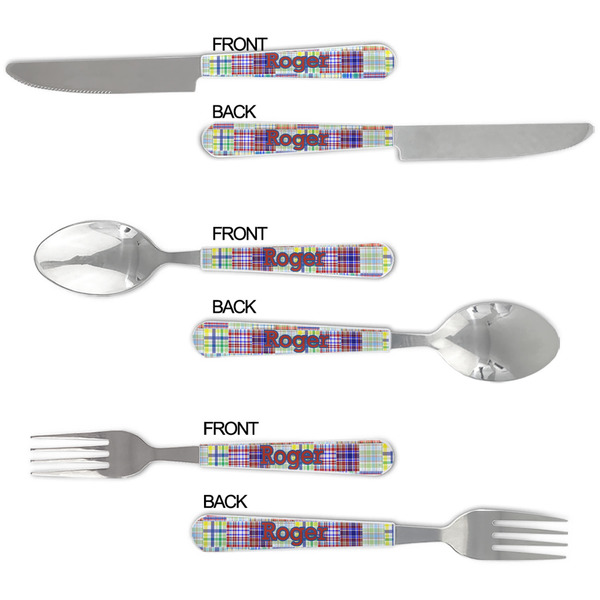 Blue Madras Plaid Print Cutlery Set - APPROVAL