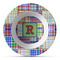 Blue Madras Plaid Print Plastic Bowl - Microwave Safe - Composite Polymer (Personalized)
