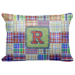 Blue Madras Plaid Print Decorative Baby Pillowcase - 16"x12" w/ Initial