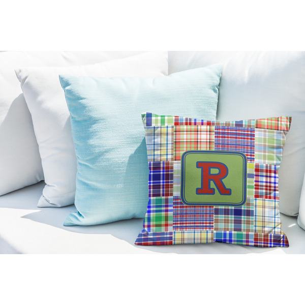Blue Madras Plaid Print Decorative Pillow Case - LIFESTYLE 2
