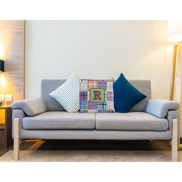 Blue Madras Plaid Print Decorative Pillow Case - LIFESTYLE