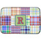 Blue Madras Plaid Print Dish Drying Mat w/ Initial