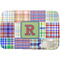 Blue Madras Plaid Print Dish Drying Mat - with cup