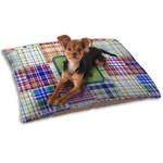 Blue Madras Plaid Print Dog Bed - Small w/ Initial