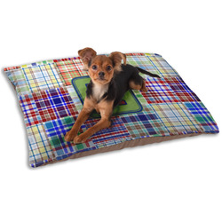 Blue Madras Plaid Print Dog Bed - Small w/ Initial