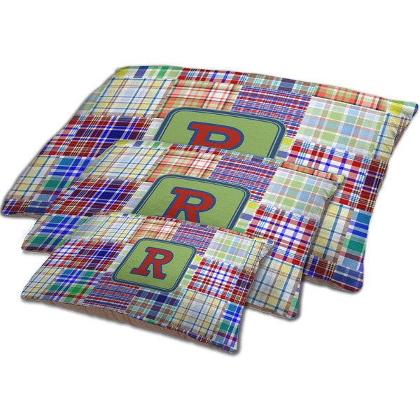 Blue Madras Plaid Print Dog Beds - MAIN (sm, med, lrg)