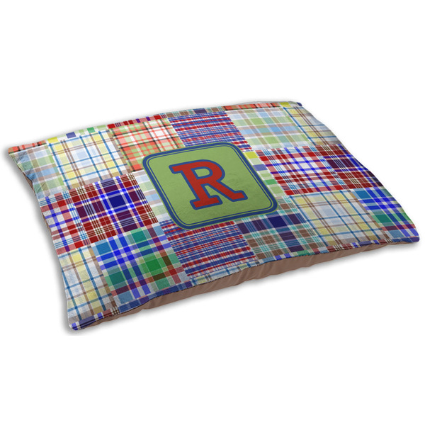 Blue Madras Plaid Print Dog Beds - SMALL