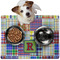 Blue Madras Plaid Print Dog Food Mat - Medium LIFESTYLE