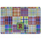 Blue Madras Plaid Print Dog Food Mat w/ Initial