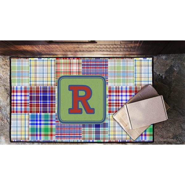 Blue Madras Plaid Print Door Mat - LIFESTYLE (Lrg)