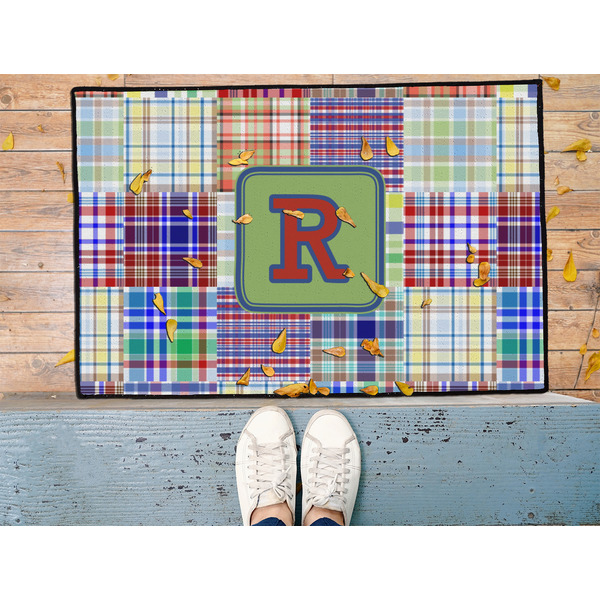 Blue Madras Plaid Print Door Mat - LIFESTYLE (Med)