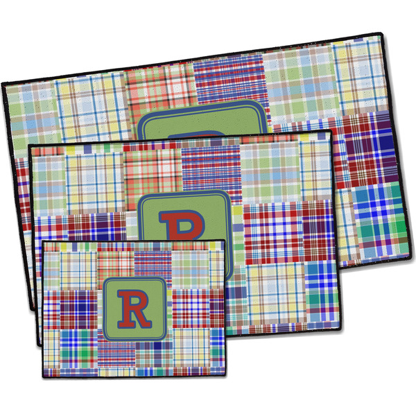 Blue Madras Plaid Print Door Mats - PARENT MAIN