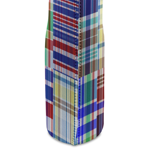 Blue Madras Plaid Print Double Wine Tote - DETAIL 2 (new)