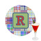 Blue Madras Plaid Print Printed Drink Topper -  2.5" (Personalized)