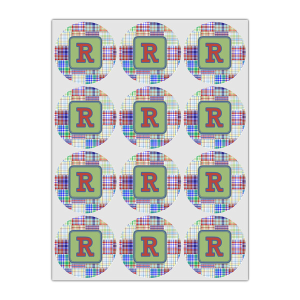 Blue Madras Plaid Print Drink Topper - Small - Set of 12