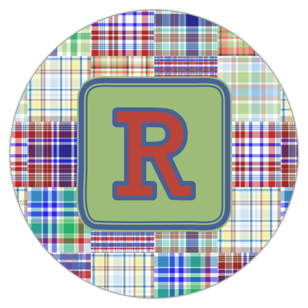 Blue Madras Plaid Print Drink Topper - Small - Single