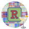 Blue Madras Plaid Print Printed Drink Topper - 3.5" (Personalized)