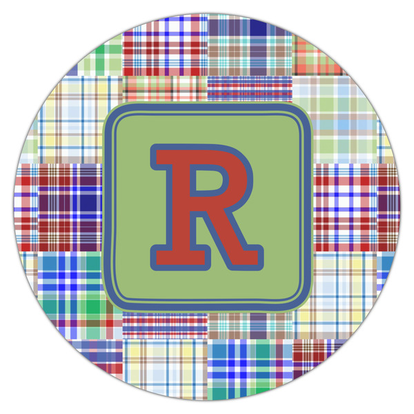 Blue Madras Plaid Print Drink Topper - XLarge - Single