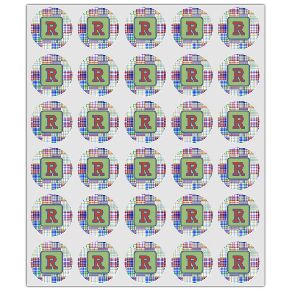 Blue Madras Plaid Print Drink Topper - XSmall - Set of 30