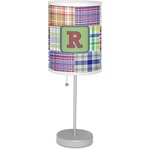 Blue Madras Plaid Print 7" Drum Lamp with Shade Linen (Personalized)