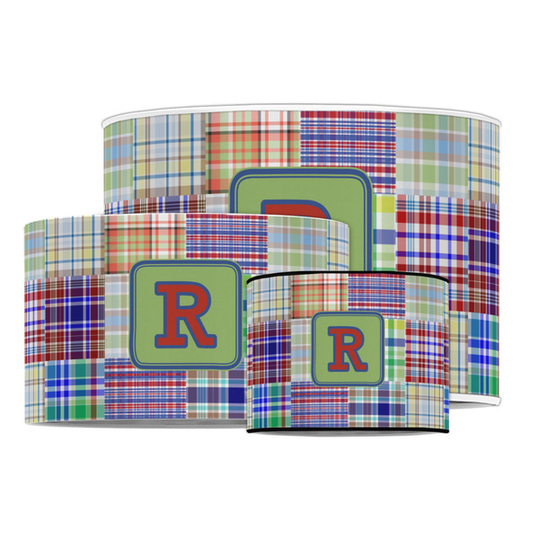 Blue Madras Plaid Print Drum Lampshades - MAIN