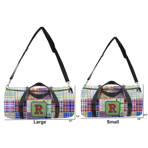 Blue Madras Plaid Print Duffle Bag Small and Large