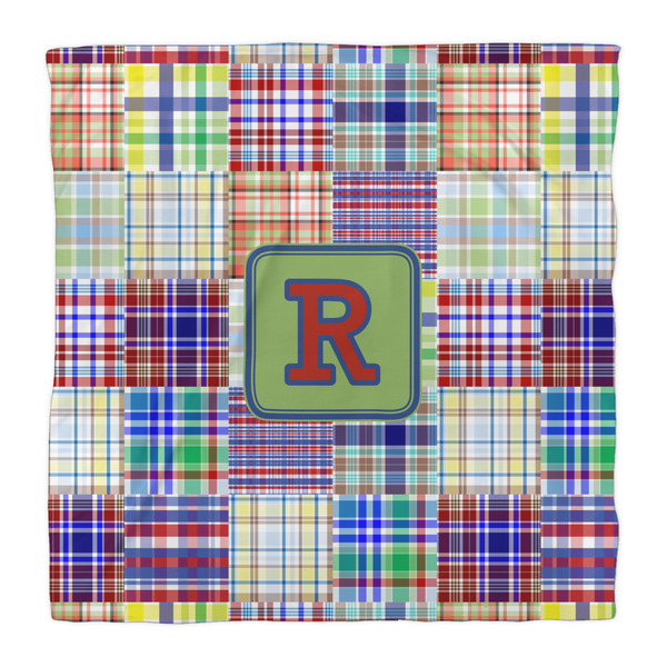 Blue Madras Plaid Print Duvet Cover - Queen - Front