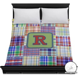 Blue Madras Plaid Print Duvet Cover - Full / Queen (Personalized)
