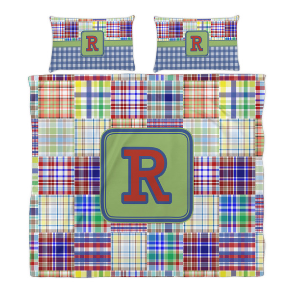 Blue Madras Plaid Print Duvet Cover Set - King - Alt Approval