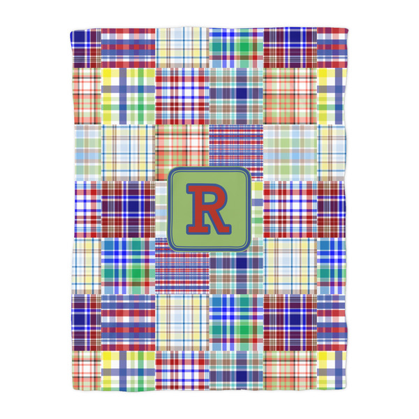 Blue Madras Plaid Print Duvet Cover - Twin - Front