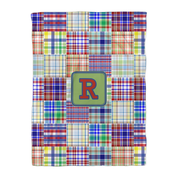 Blue Madras Plaid Print Duvet Cover - Twin XL - Front