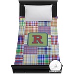 Blue Madras Plaid Print Duvet Cover - Twin (Personalized)